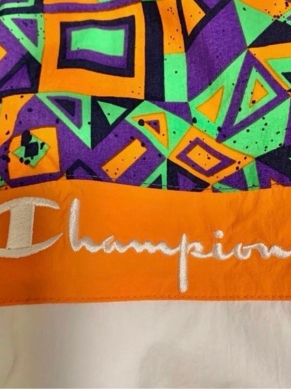 Champion White Track Pants with Geo Print Accents - Picture 3 of 4
